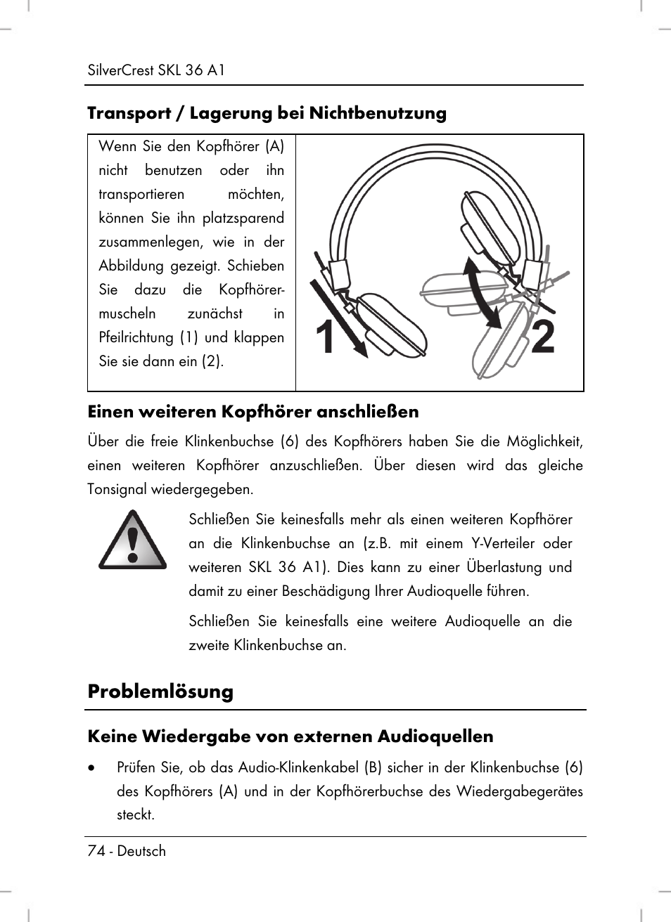 Problemlösung | Silvercrest SKL 36 A1 User Manual | Page 76 / 80