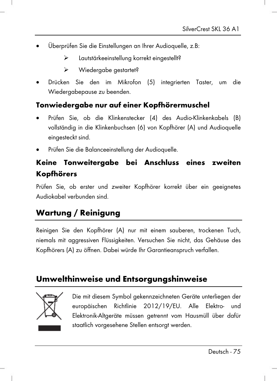 Wartung / reinigung, Umwelthinweise und entsorgungshinweise | Silvercrest SKL 36 A1 User Manual | Page 77 / 80