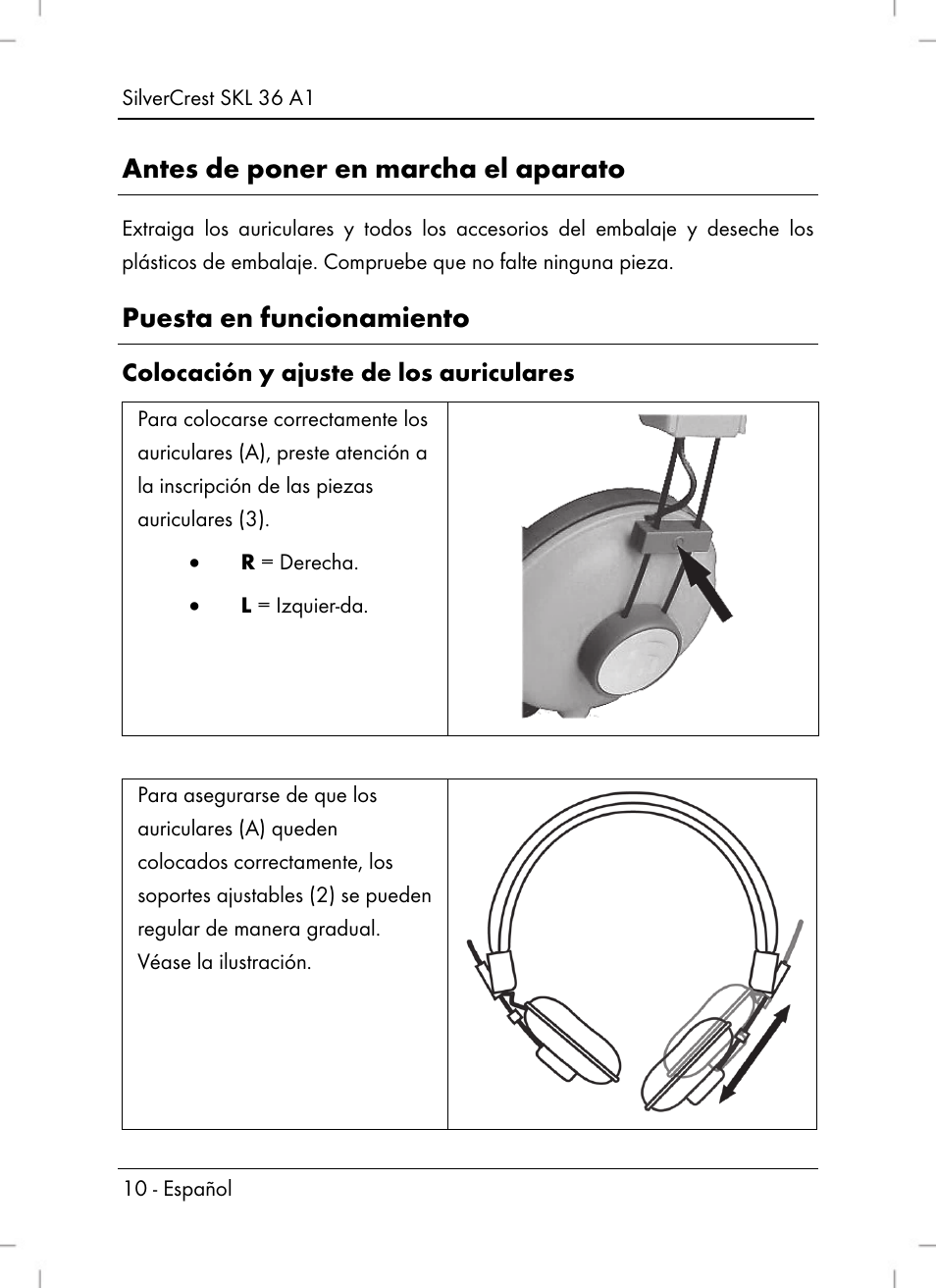 Antes de poner en marcha el aparato, Puesta en funcionamiento | Silvercrest SKL 36 A1 User Manual | Page 12 / 64