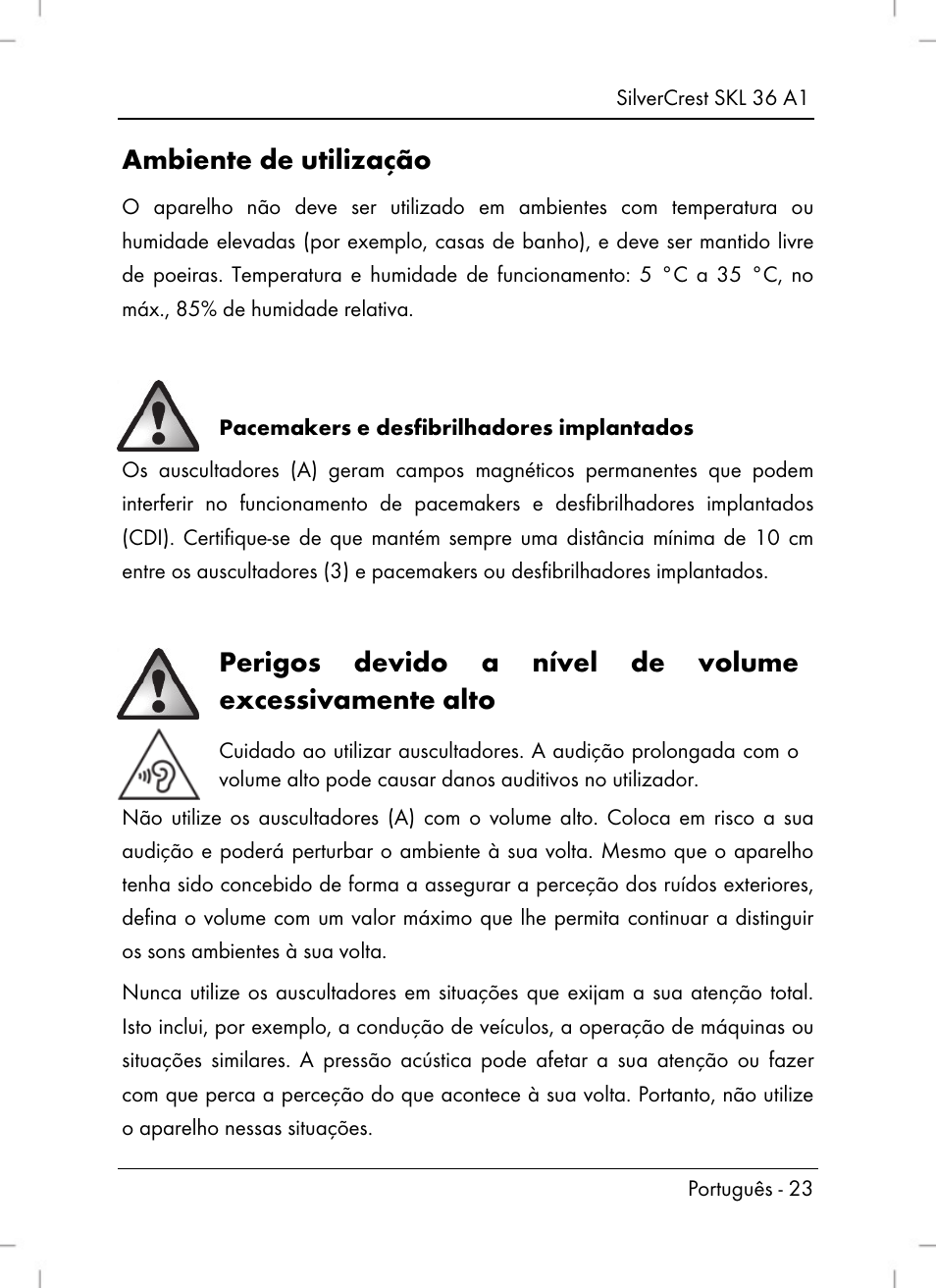 Ambiente de utilização | Silvercrest SKL 36 A1 User Manual | Page 25 / 64