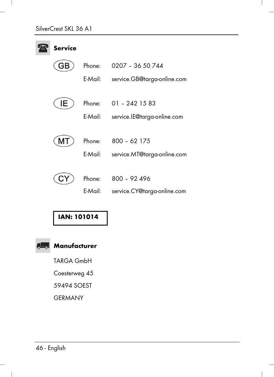 Silvercrest SKL 36 A1 User Manual | Page 48 / 64