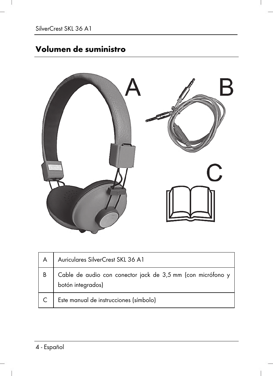 Volumen de suministro | Silvercrest SKL 36 A1 User Manual | Page 6 / 64