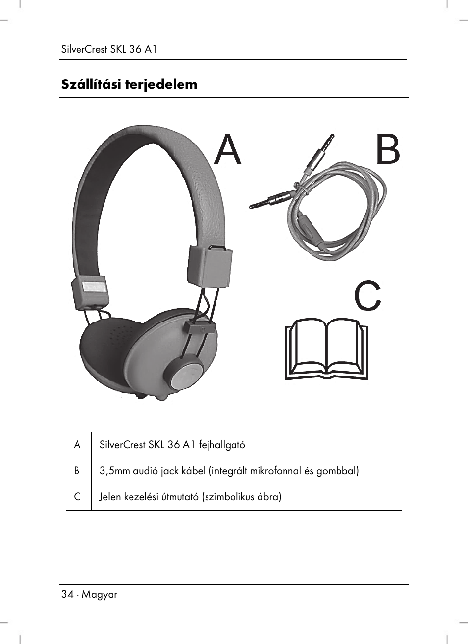 Szállítási terjedelem | Silvercrest SKL 36 A1 User Manual | Page 36 / 94