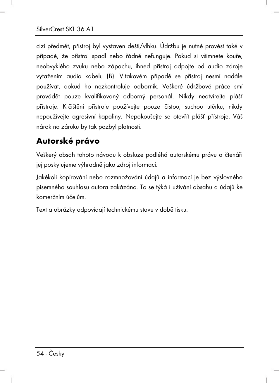 Autorské právo | Silvercrest SKL 36 A1 User Manual | Page 56 / 94