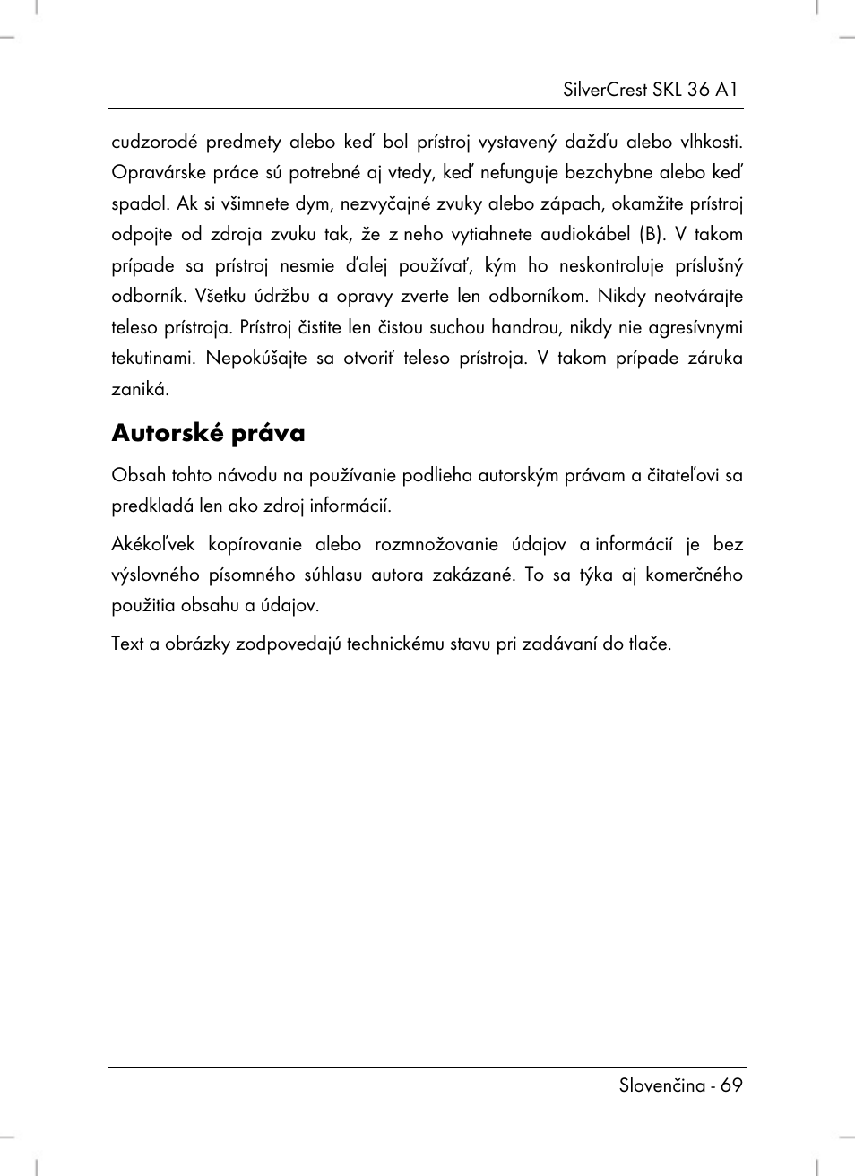 Autorské práva | Silvercrest SKL 36 A1 User Manual | Page 71 / 94