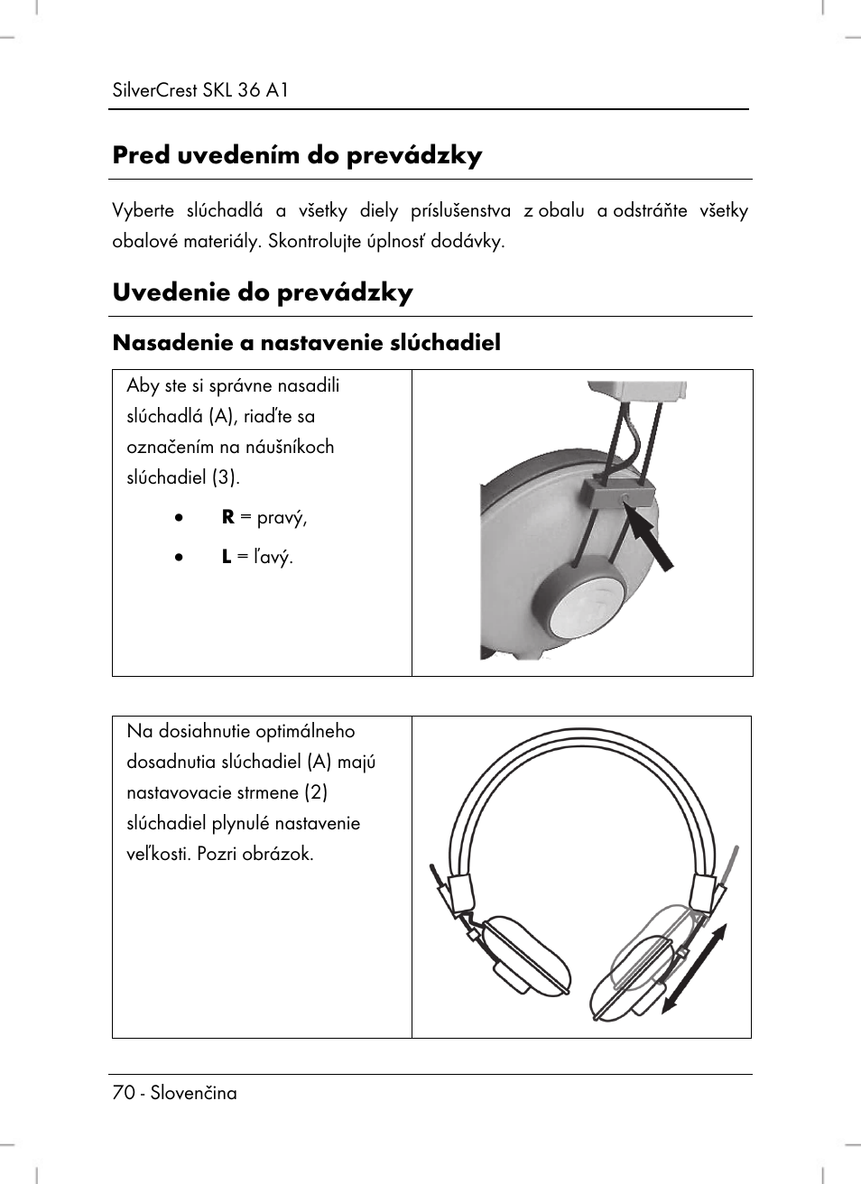 Pred uvedením do prevádzky, Uvedenie do prevádzky | Silvercrest SKL 36 A1 User Manual | Page 72 / 94