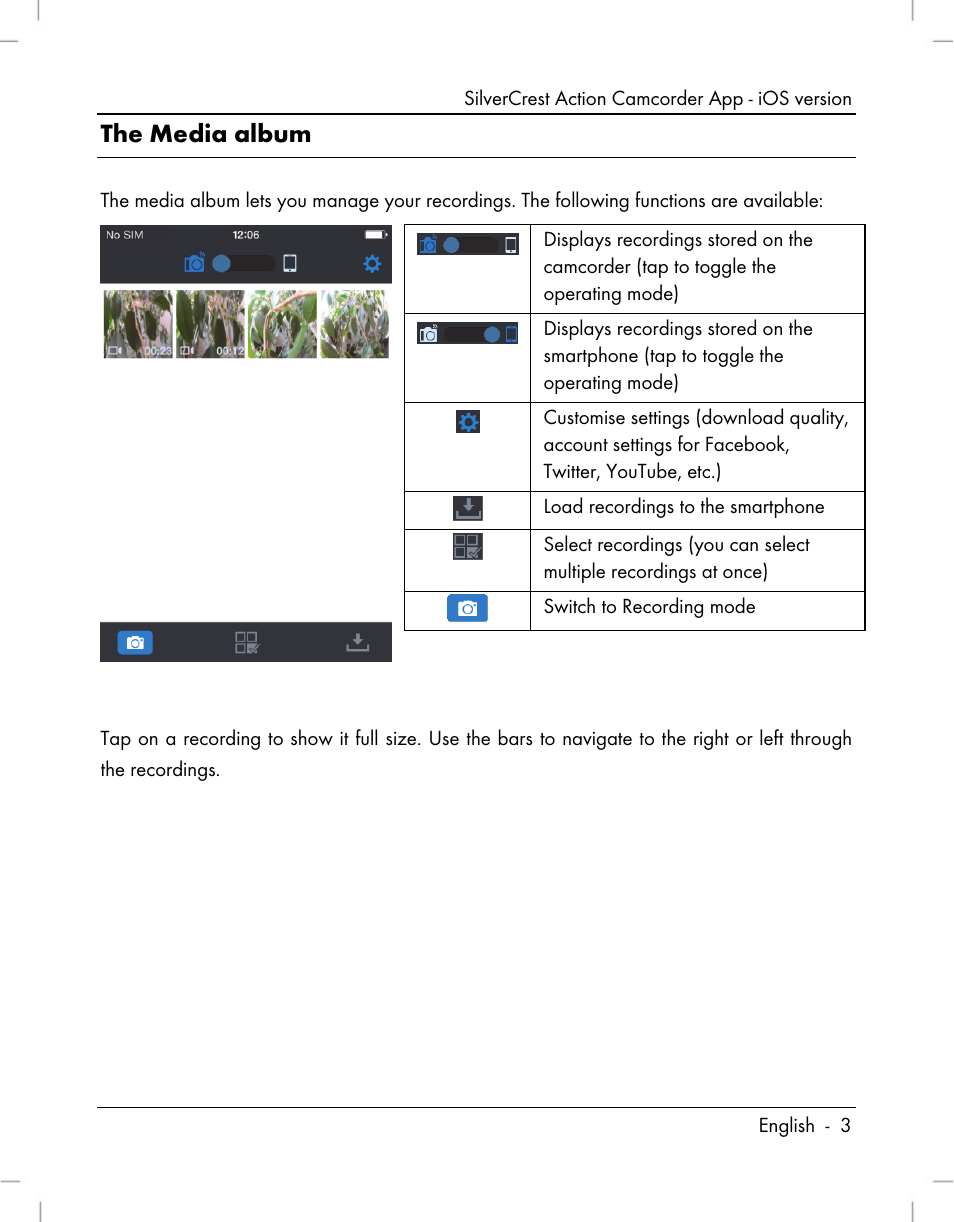 The media album | Silvercrest SCW 5 A1 iOS User Manual | Page 3 / 6