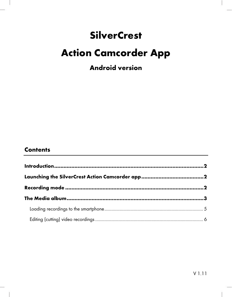 Silvercrest SCW 5 A1 Android User Manual | 6 pages