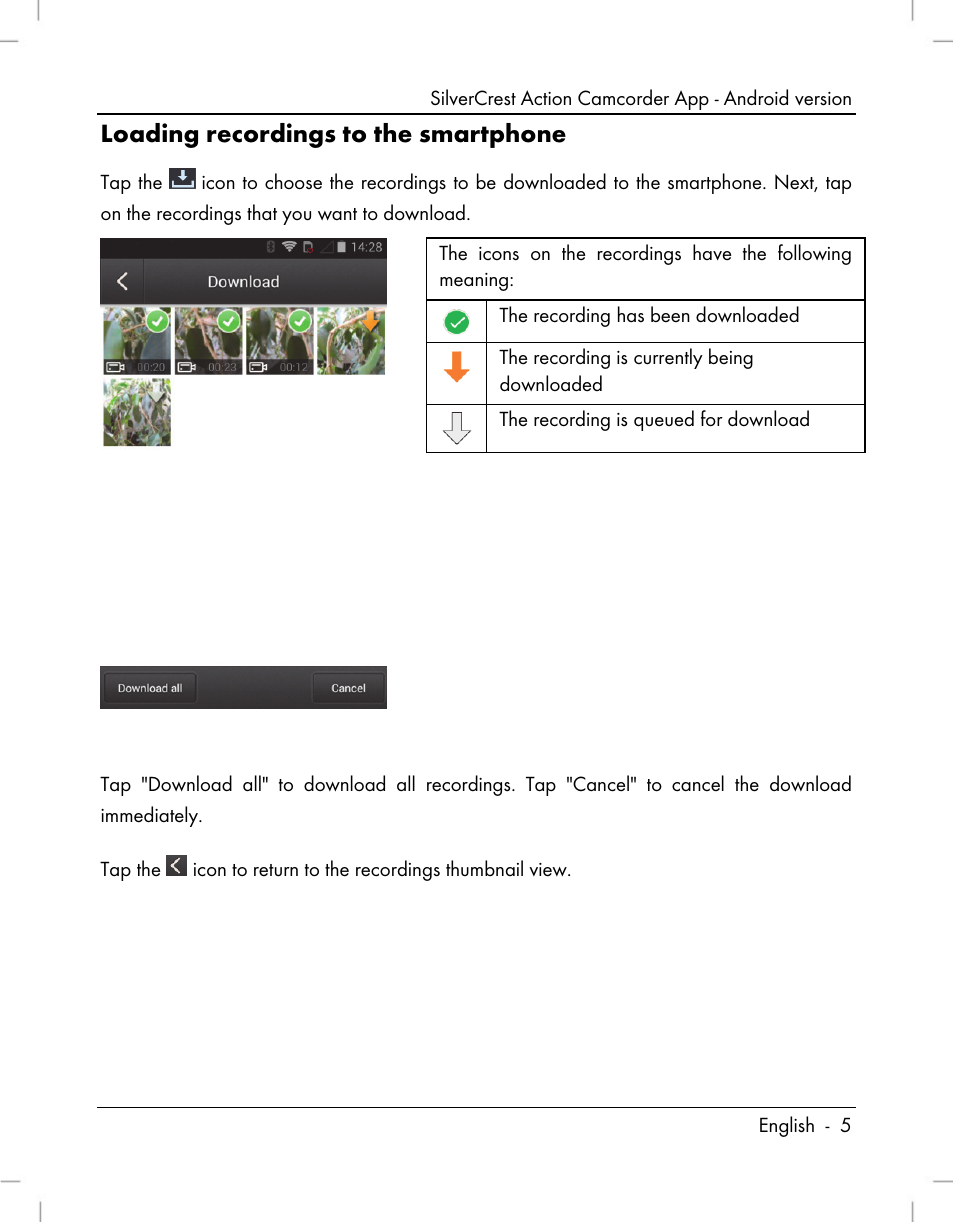 Loading recordings to the smartphone | Silvercrest SCW 5 A1 Android User Manual | Page 5 / 6
