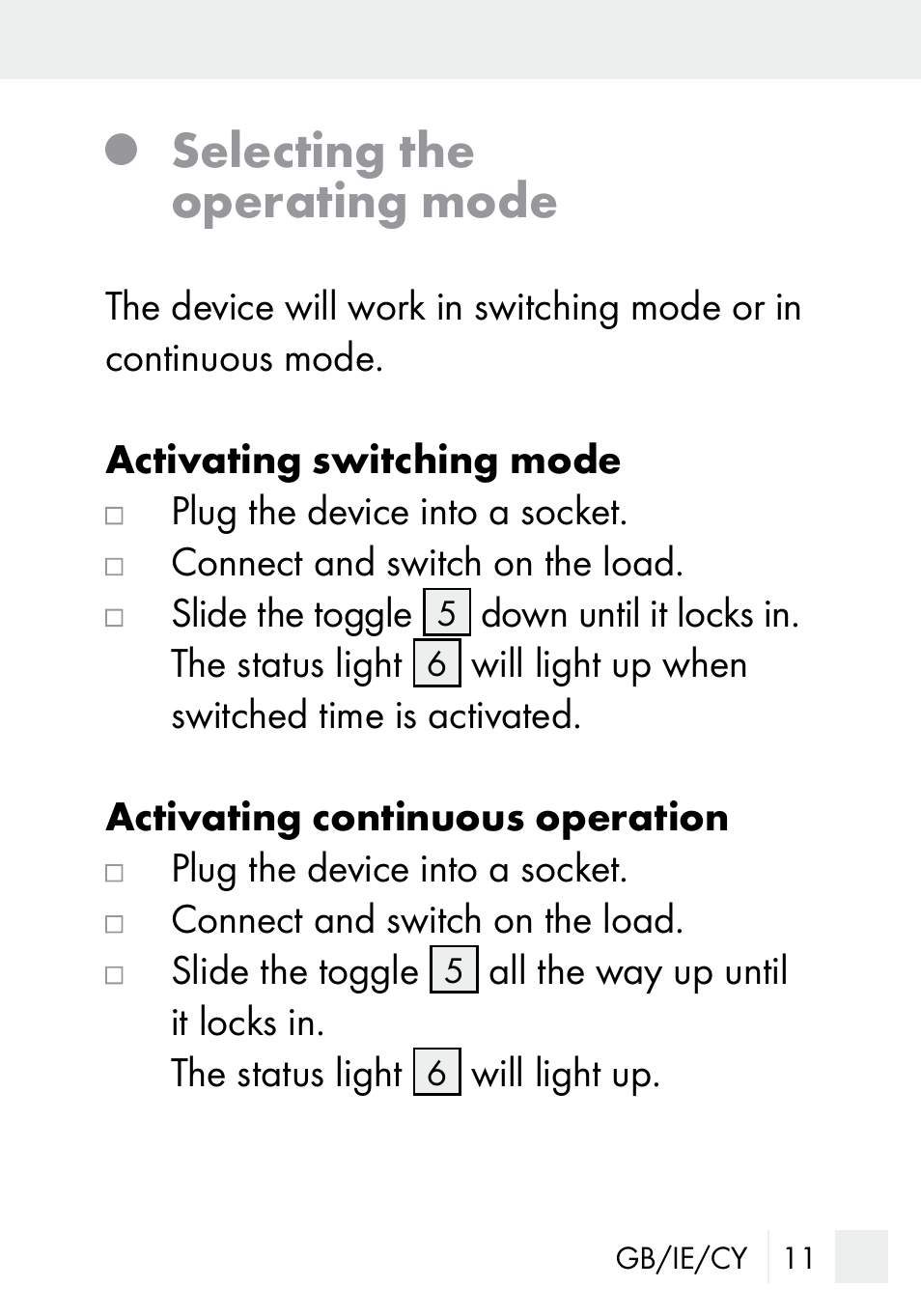 Selecting the operating mode | Silvercrest MZ 20-1 User Manual | Page 11 / 31