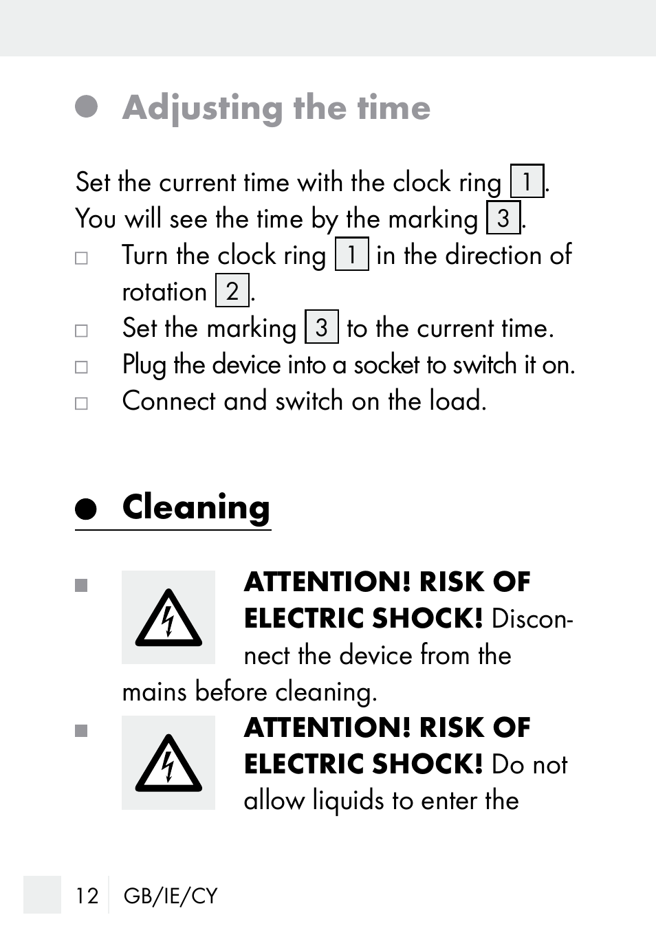 Adjusting the time, Cleaning | Silvercrest MZ 20-1 User Manual | Page 12 / 31
