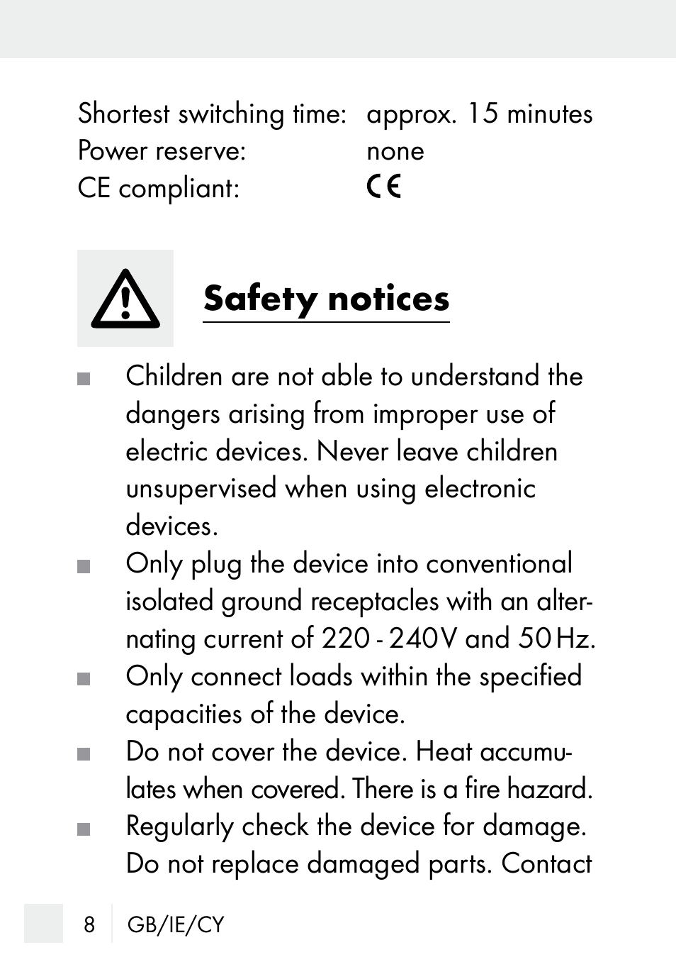 Safety notices | Silvercrest MZ 20-1 User Manual | Page 8 / 31