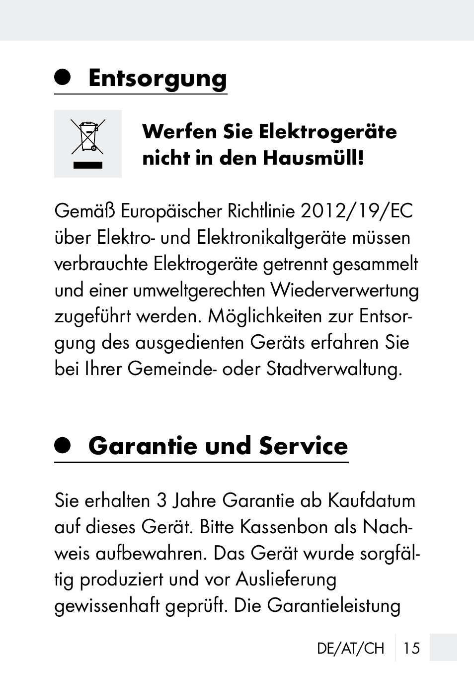 Entsorgung, Garantie und service | Silvercrest MZ 20-1 User Manual | Page 15 / 61