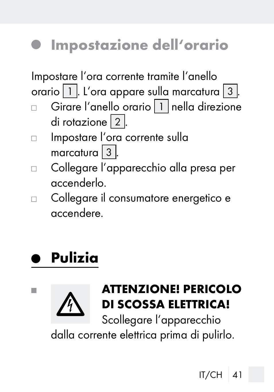 Impostazione dell‘orario, Pulizia | Silvercrest MZ 20-1 User Manual | Page 41 / 61