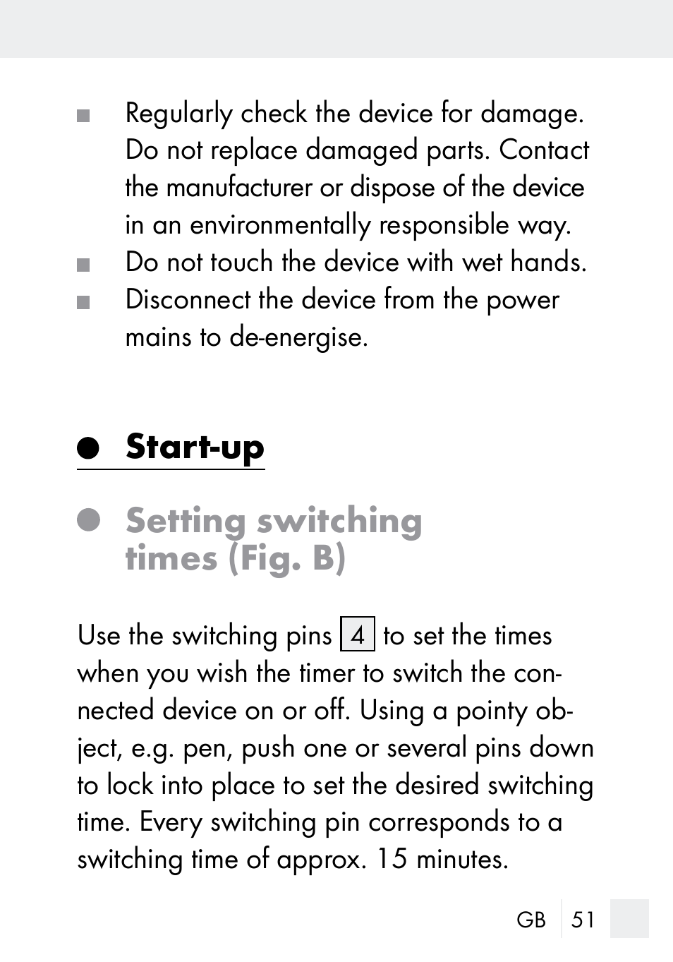 Start-up setting switching times (fig. b) | Silvercrest MZ 20-1 User Manual | Page 51 / 61
