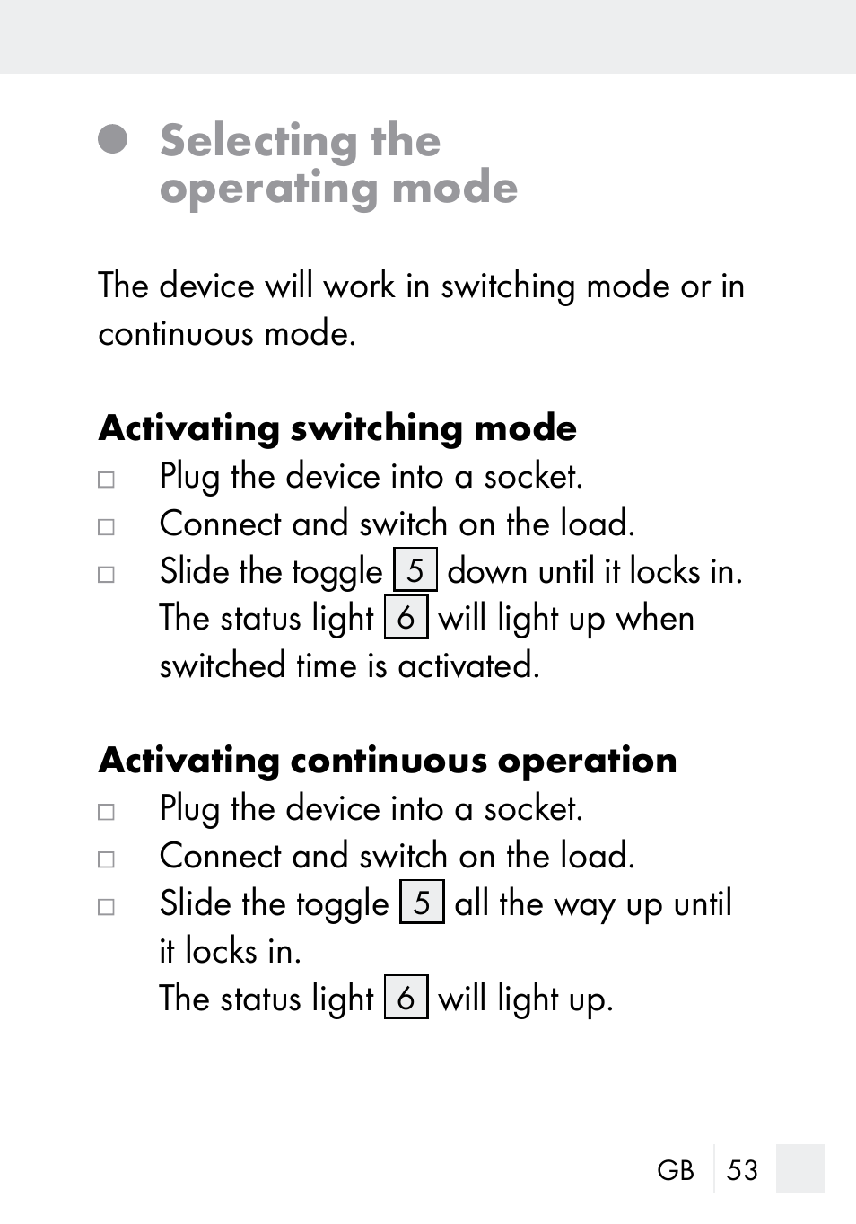 Selecting the operating mode | Silvercrest MZ 20-1 User Manual | Page 53 / 61