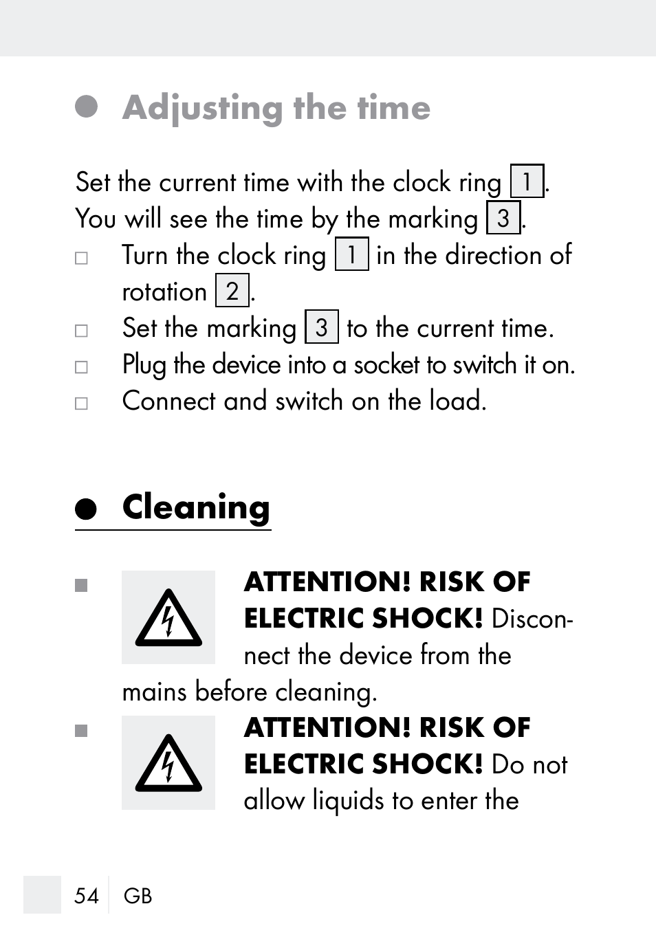 Adjusting the time, Cleaning | Silvercrest MZ 20-1 User Manual | Page 54 / 61