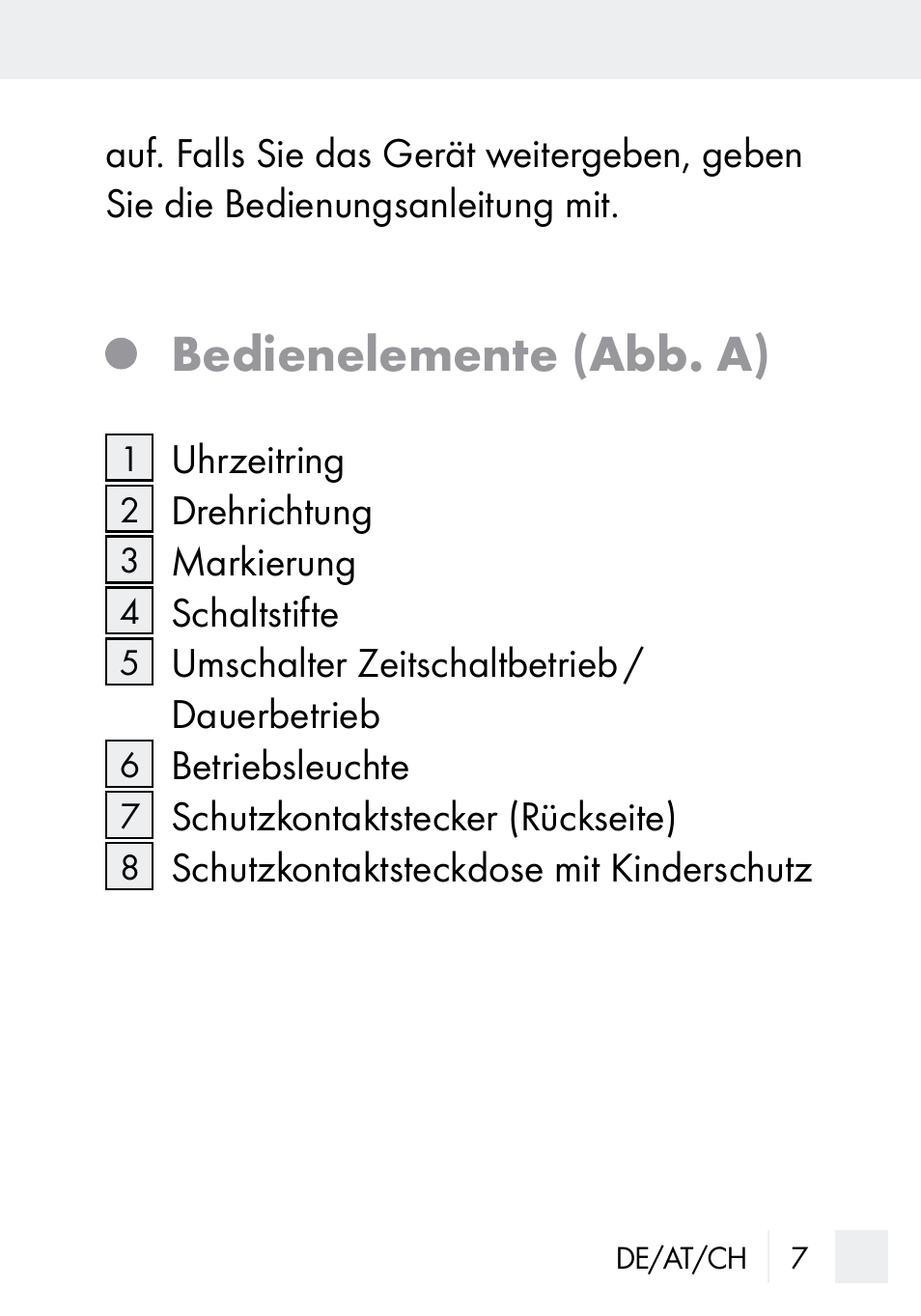 Bedienelemente (abb. a) | Silvercrest MZ 20-1 User Manual | Page 7 / 61