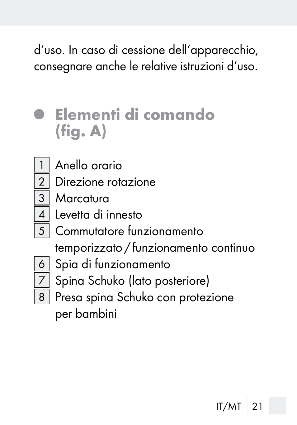 Elementi di comando (fig. a) | Silvercrest MZ 20-1 User Manual | Page 21 / 73