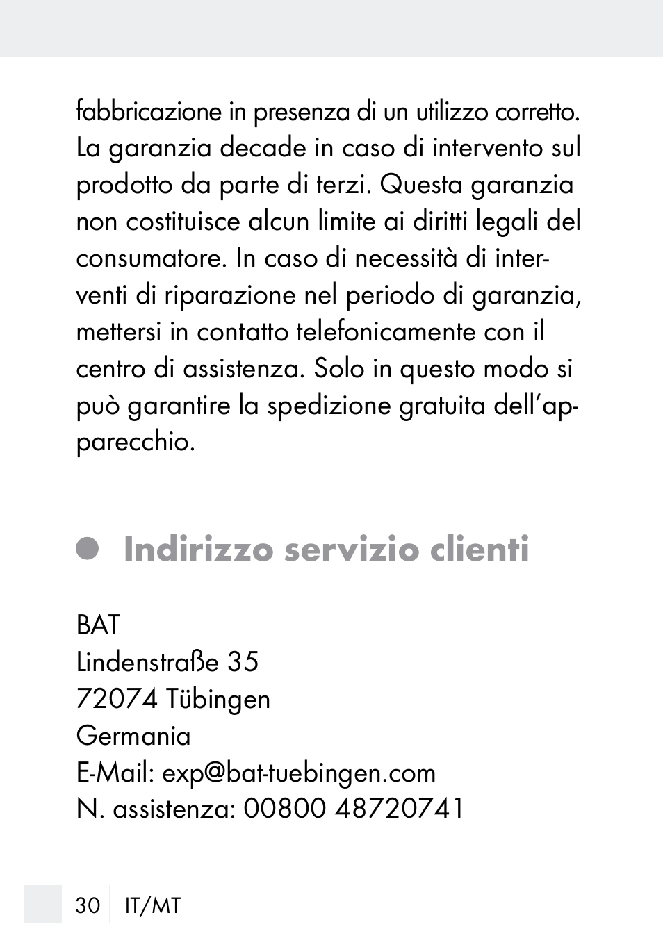 Indirizzo servizio clienti | Silvercrest MZ 20-1 User Manual | Page 30 / 73
