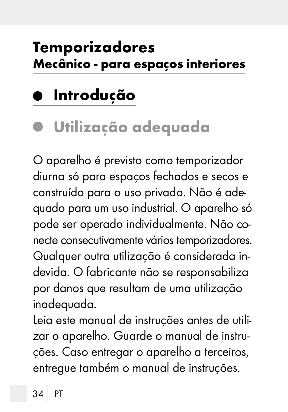 Temporizadores, Introdução utilização adequada | Silvercrest MZ 20-1 User Manual | Page 34 / 73