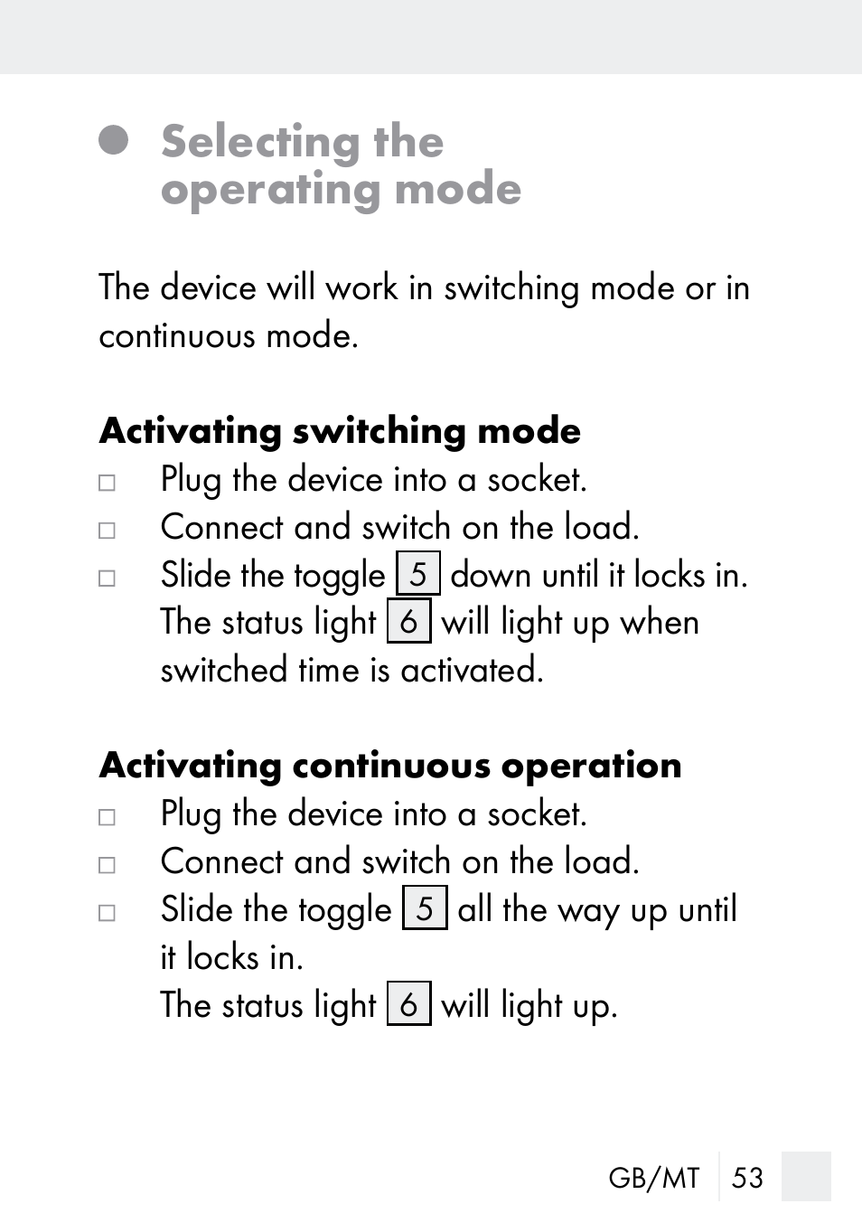 Selecting the operating mode | Silvercrest MZ 20-1 User Manual | Page 53 / 73