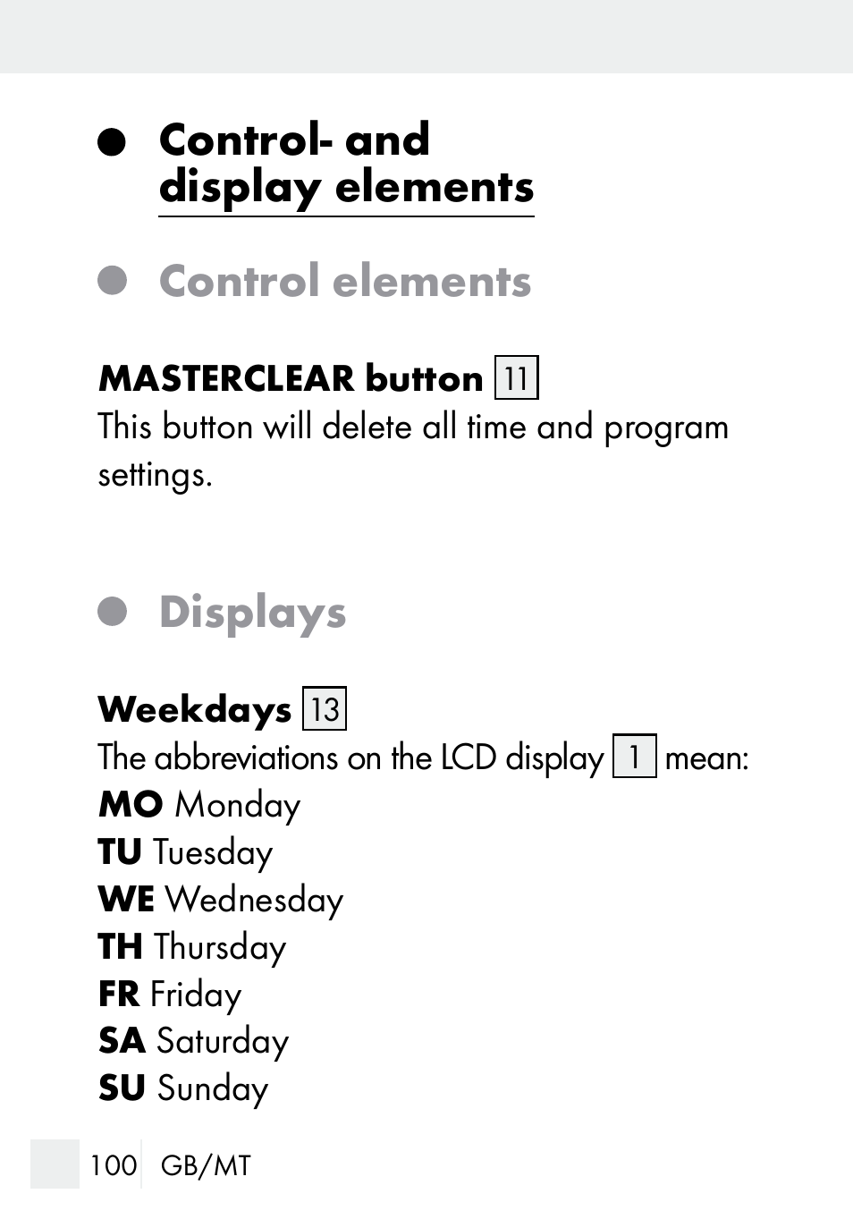 Control- and display elements control elements, Displays | Silvercrest DZ 20 User Manual | Page 100 / 149