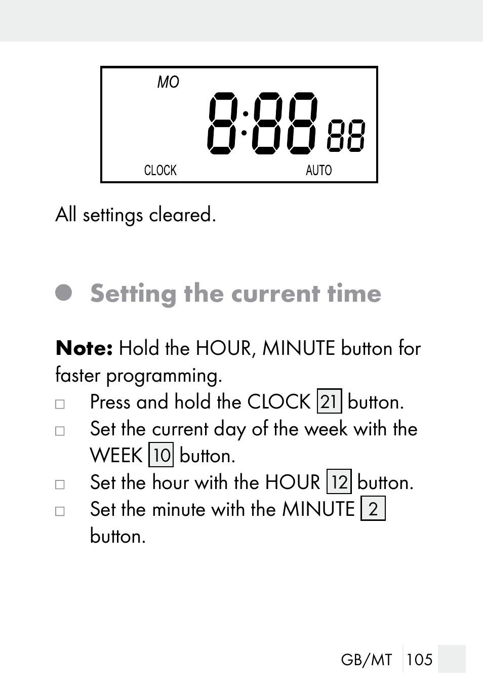 Setting the current time | Silvercrest DZ 20 User Manual | Page 105 / 149