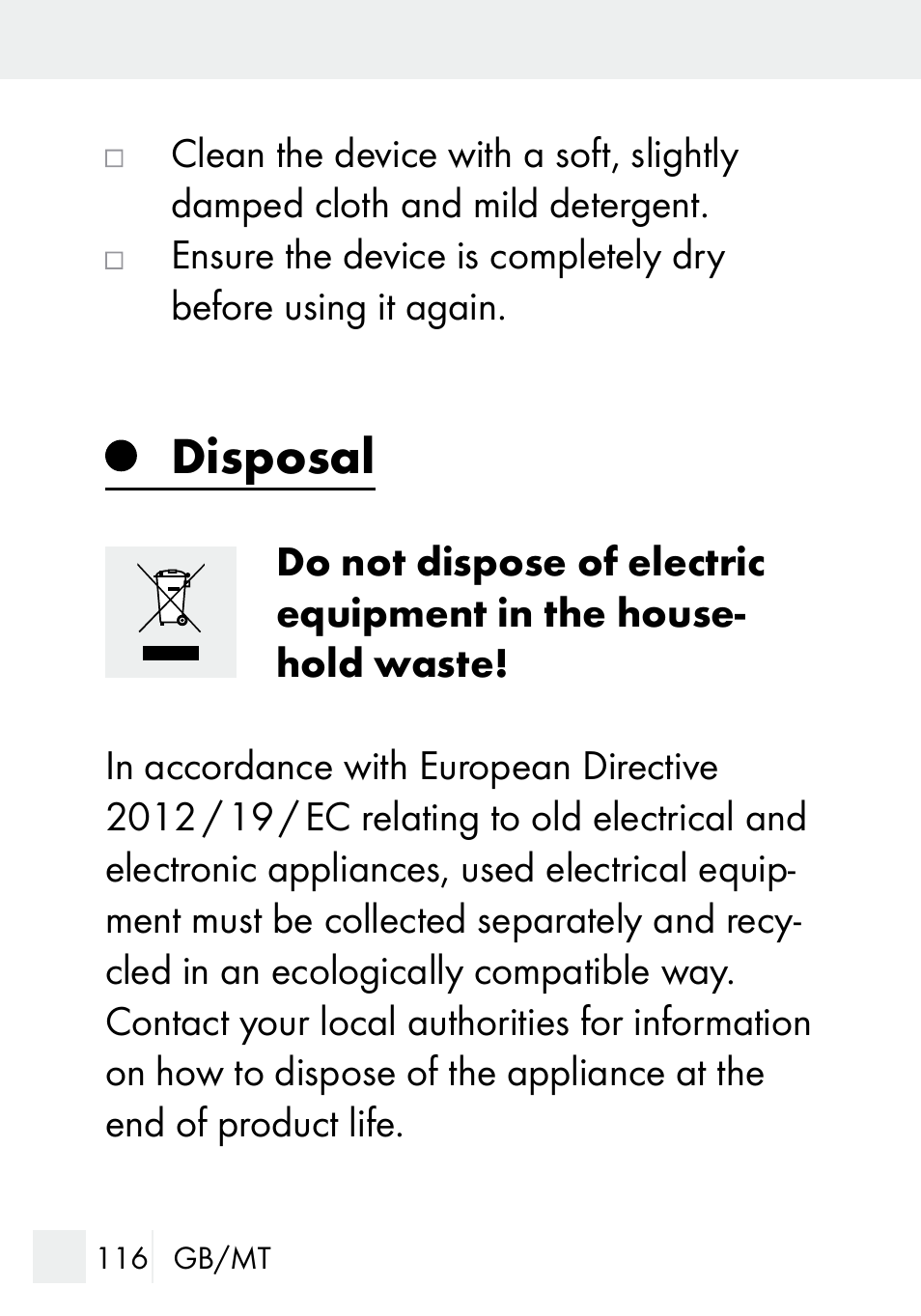 Disposal | Silvercrest DZ 20 User Manual | Page 116 / 149