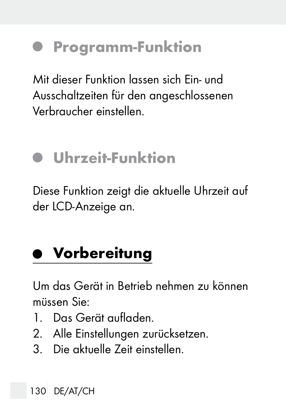 Programm-funktion, Uhrzeit-funktion, Vorbereitung | Silvercrest DZ 20 User Manual | Page 130 / 149