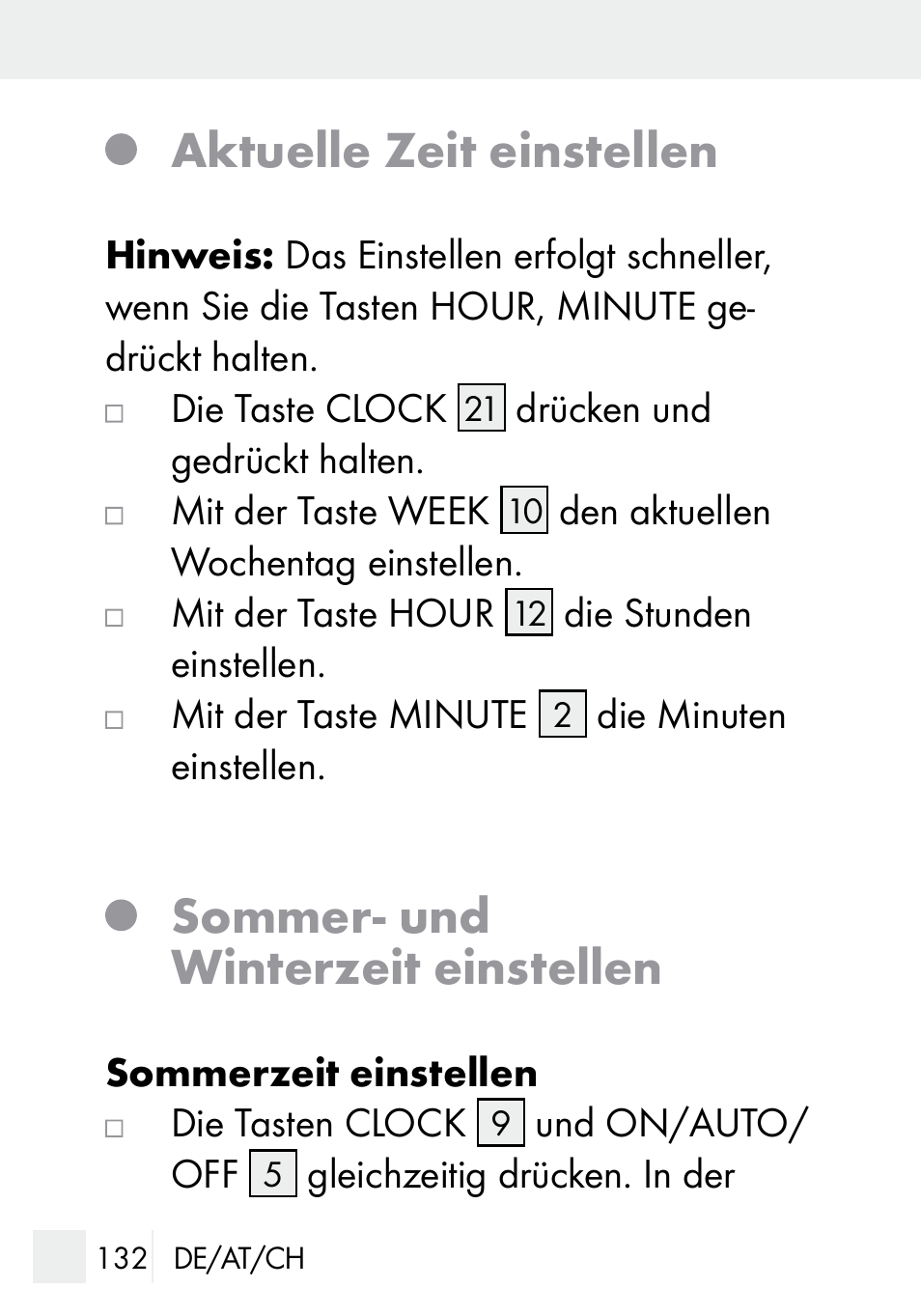 Aktuelle zeit einstellen, Sommer- und winterzeit einstellen | Silvercrest DZ 20 User Manual | Page 132 / 149
