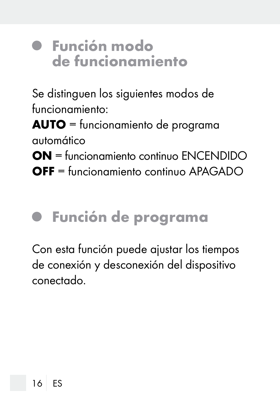 Función modo de funcionamiento, Función de programa | Silvercrest DZ 20 User Manual | Page 16 / 149