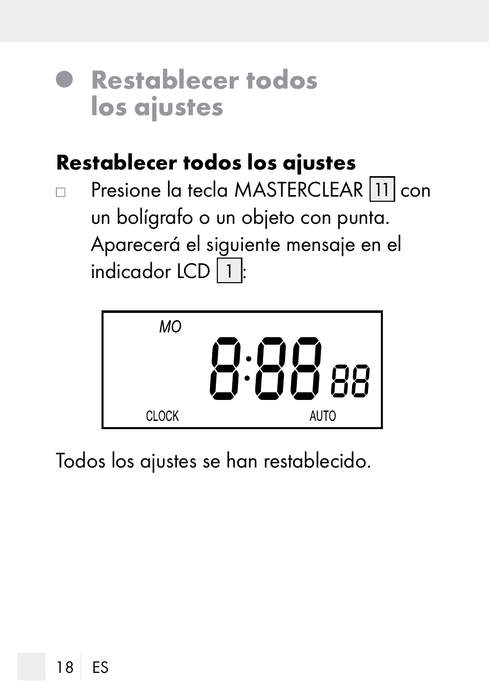 Restablecer todos los ajustes | Silvercrest DZ 20 User Manual | Page 18 / 149