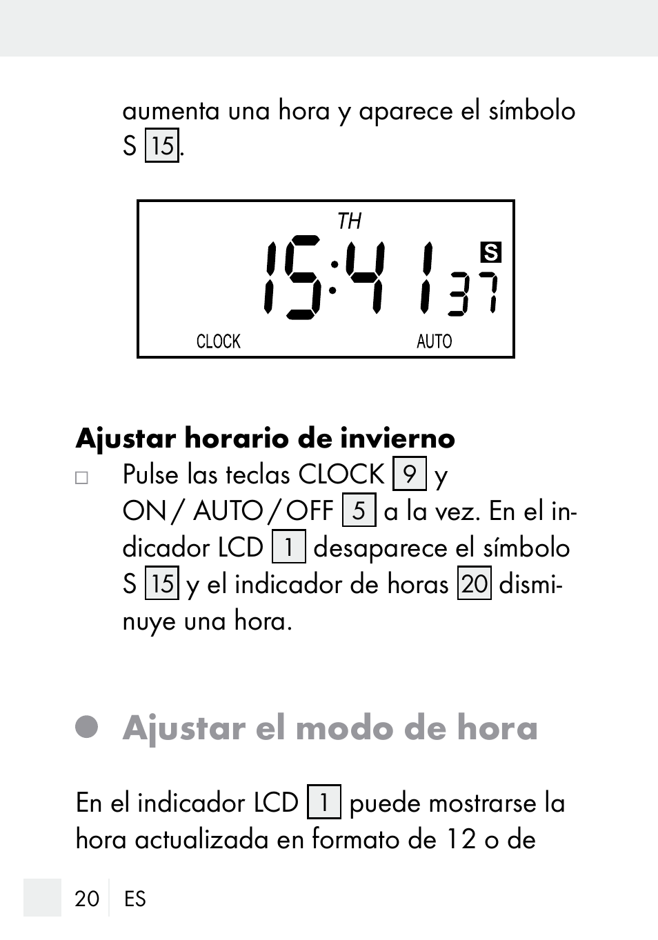 Ajustar el modo de hora | Silvercrest DZ 20 User Manual | Page 20 / 149