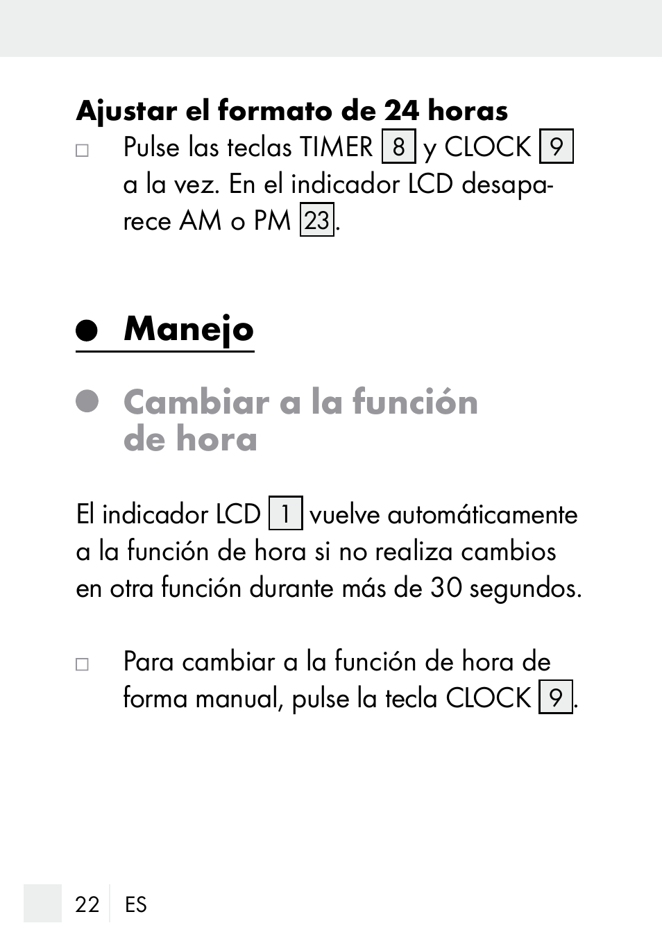 Manejo cambiar a la función de hora | Silvercrest DZ 20 User Manual | Page 22 / 149