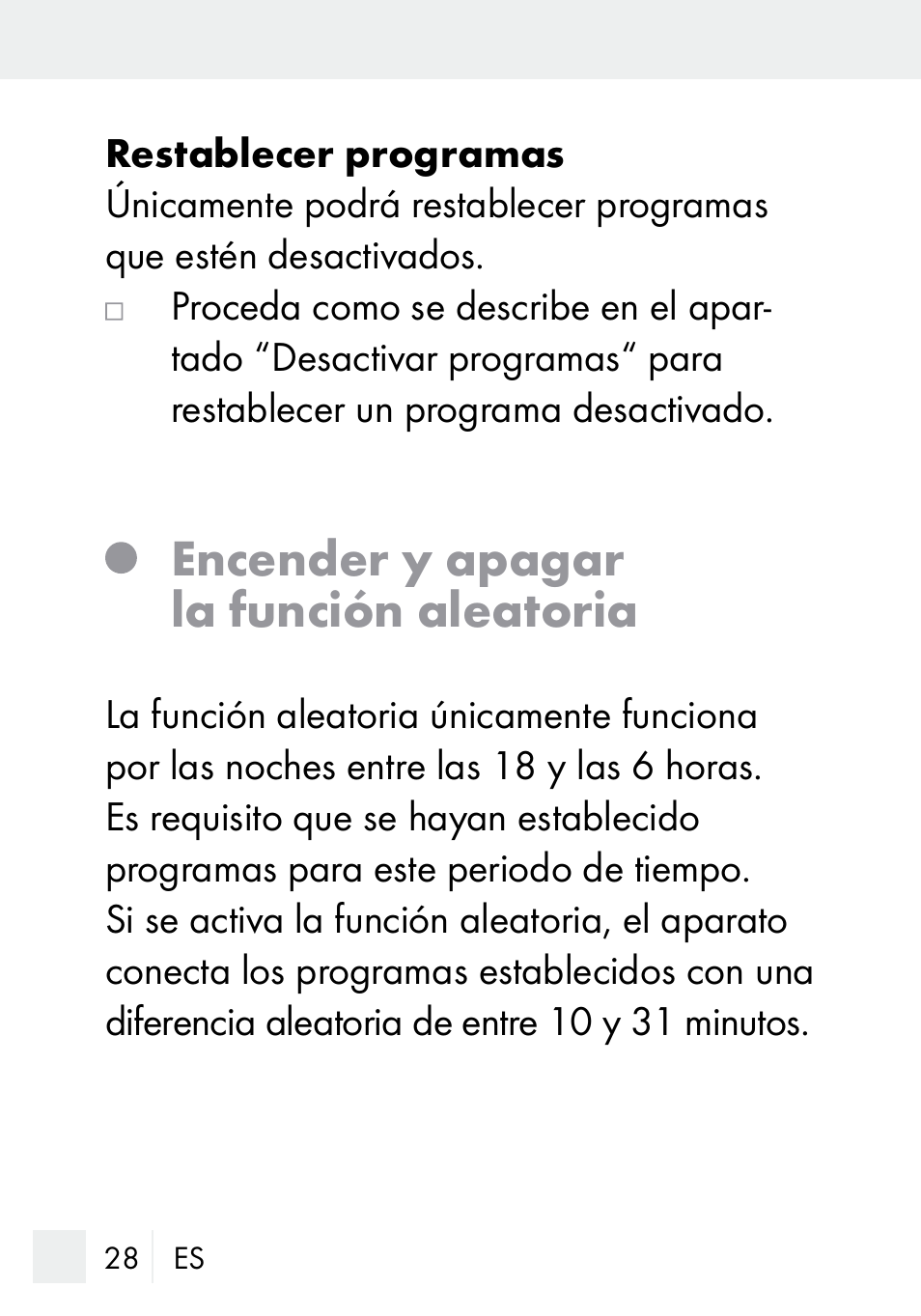 Encender y apagar la función aleatoria | Silvercrest DZ 20 User Manual | Page 28 / 149