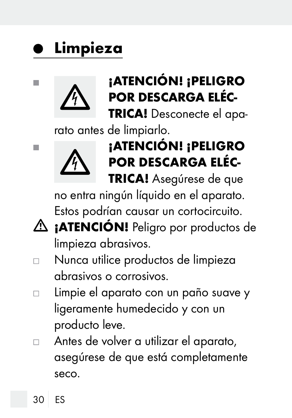 Limpieza | Silvercrest DZ 20 User Manual | Page 30 / 149