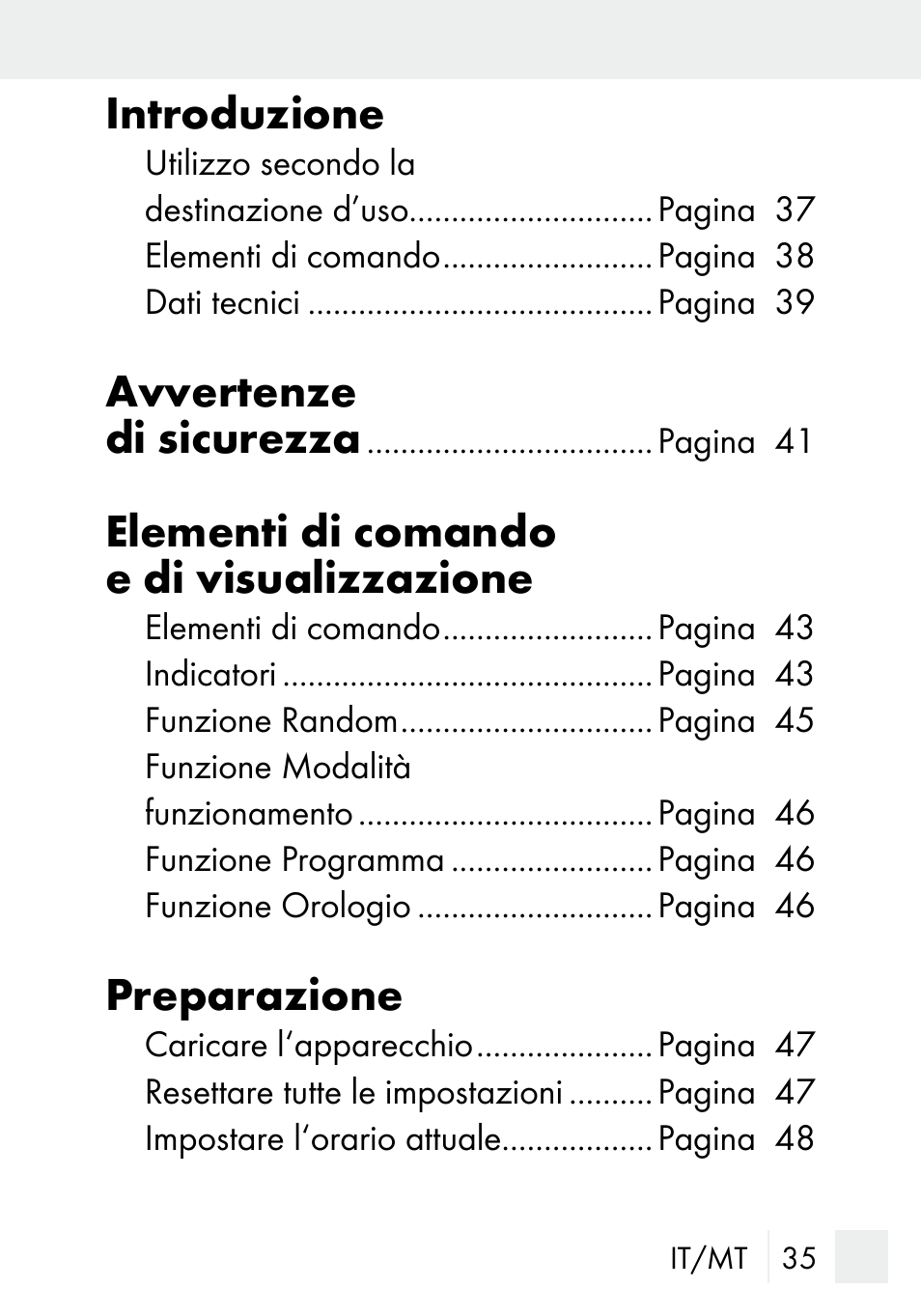 Introduzione, Avvertenze di sicurezza, Elementi di comando e di visualizzazione | Preparazione | Silvercrest DZ 20 User Manual | Page 35 / 149
