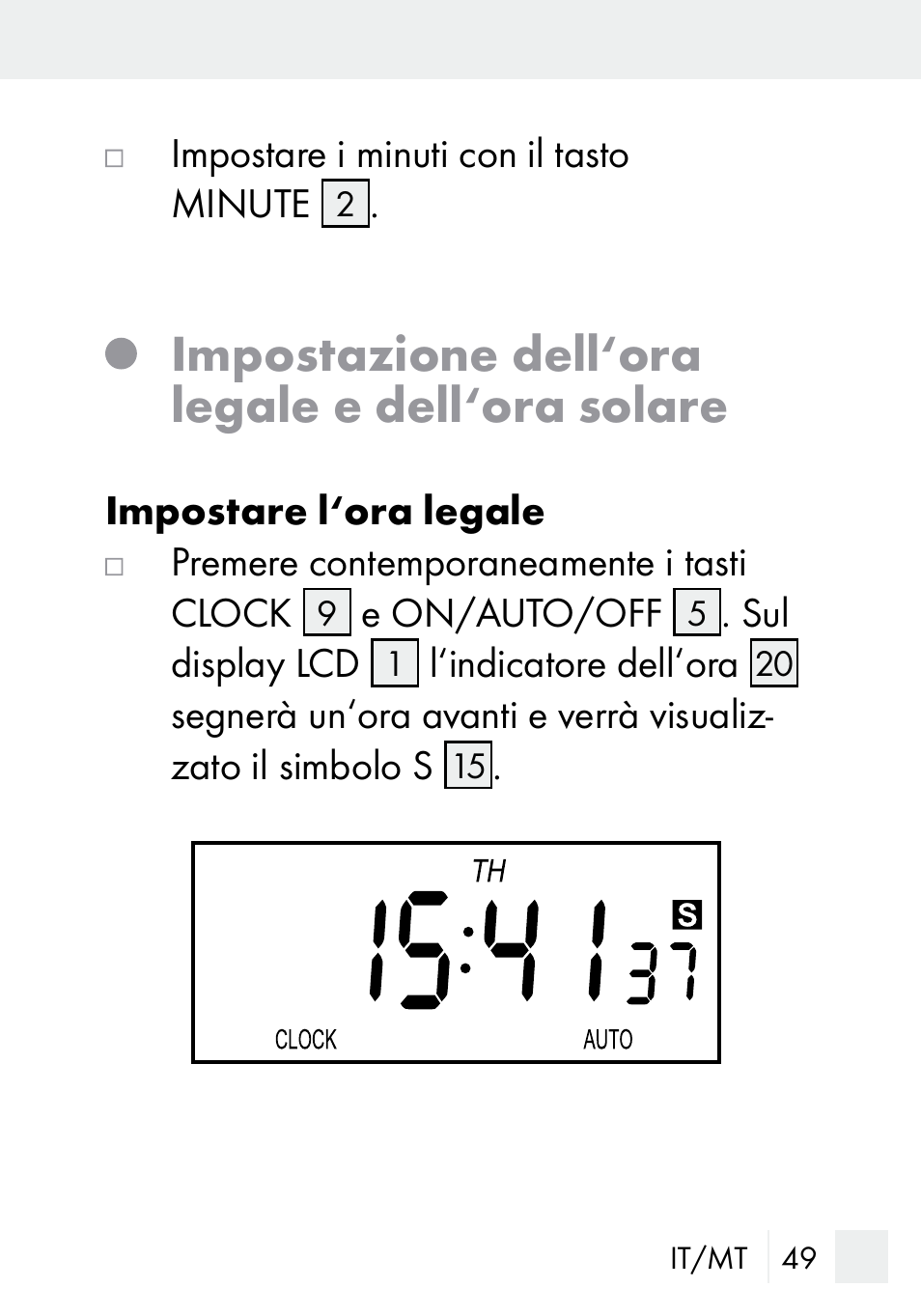 Impostazione dell‘ora legale e dell‘ora solare | Silvercrest DZ 20 User Manual | Page 49 / 149