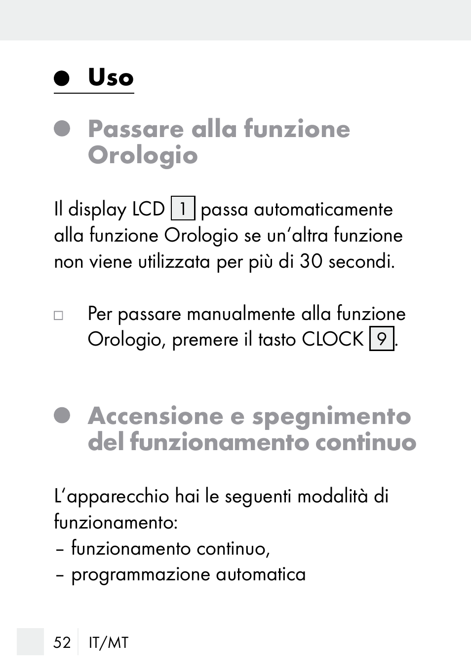 Uso passare alla funzione orologio | Silvercrest DZ 20 User Manual | Page 52 / 149