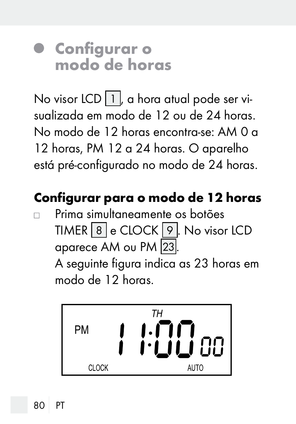 Configurar o modo de horas | Silvercrest DZ 20 User Manual | Page 80 / 149