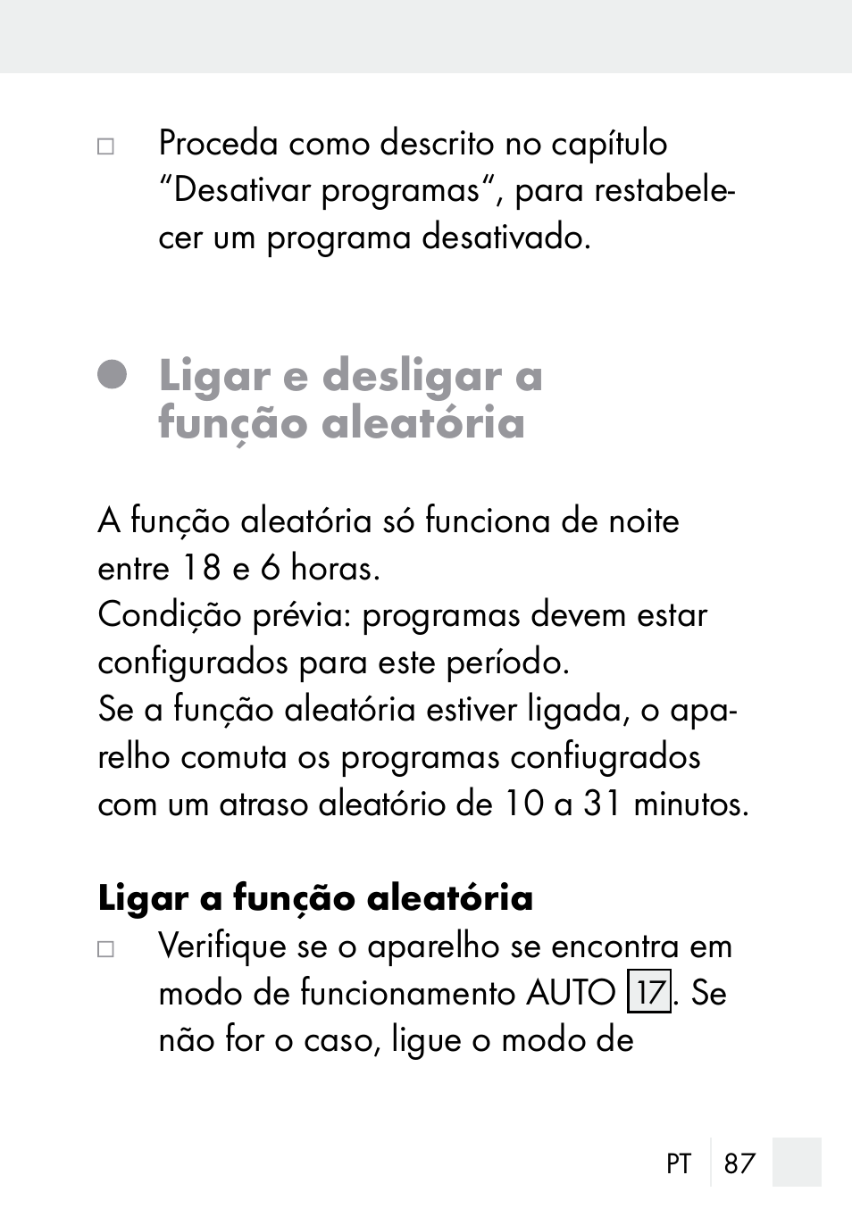 Ligar e desligar a função aleatória | Silvercrest DZ 20 User Manual | Page 87 / 149