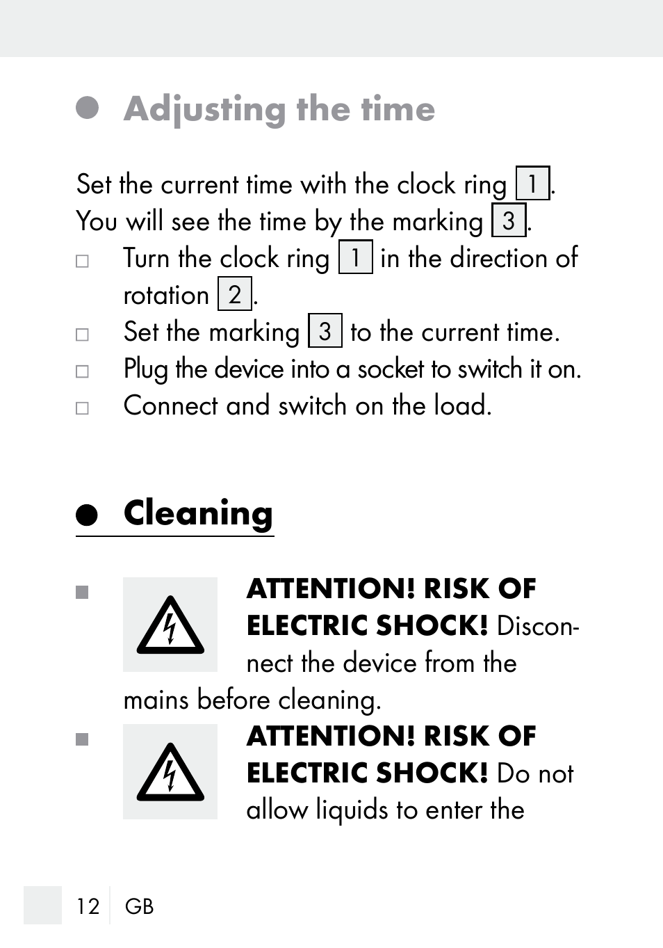 Adjusting the time, Cleaning | Silvercrest MZ 20-1 User Manual | Page 12 / 61