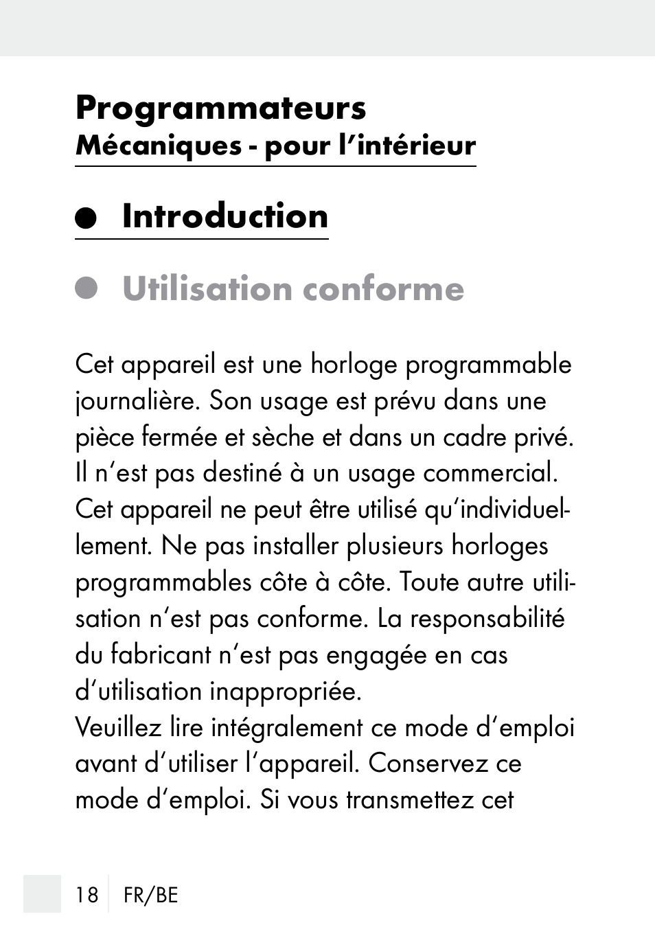 Programmateurs, Introduction utilisation conforme | Silvercrest MZ 20-1 User Manual | Page 18 / 61