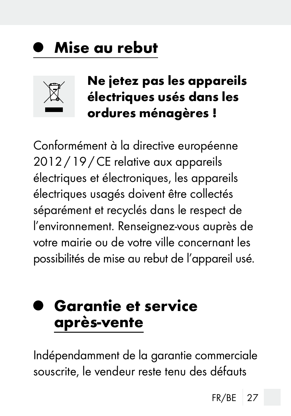 Mise au rebut, Garantie et service après-vente | Silvercrest MZ 20-1 User Manual | Page 27 / 61