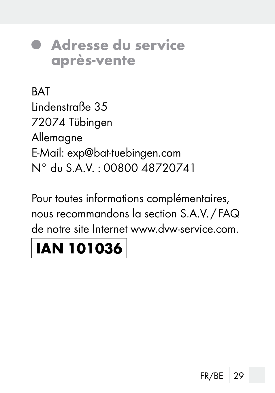 Adresse du service après-vente | Silvercrest MZ 20-1 User Manual | Page 29 / 61