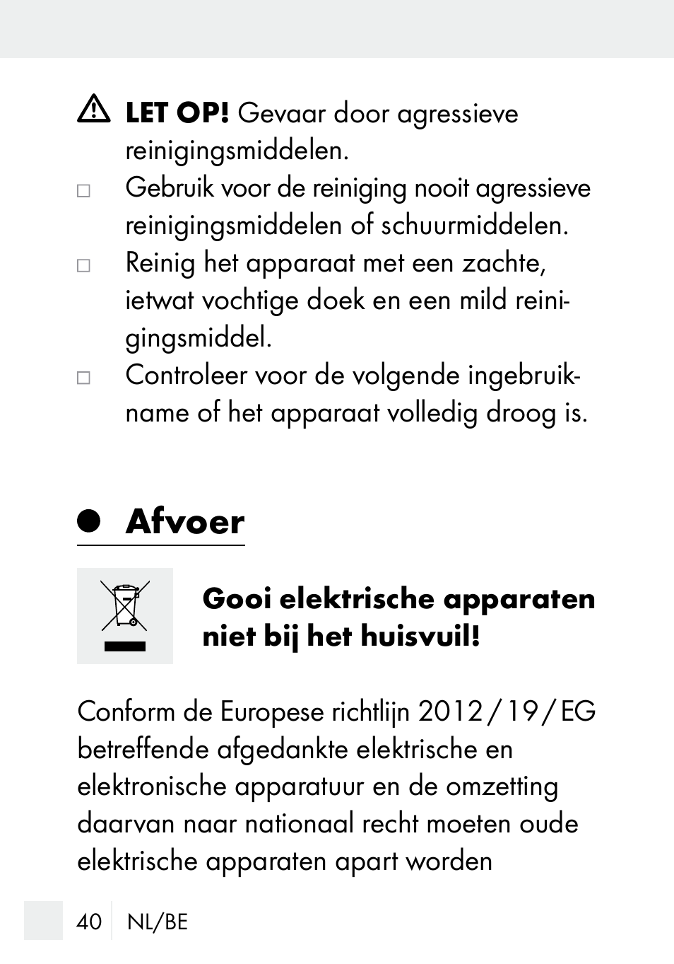 Afvoer | Silvercrest MZ 20-1 User Manual | Page 40 / 61