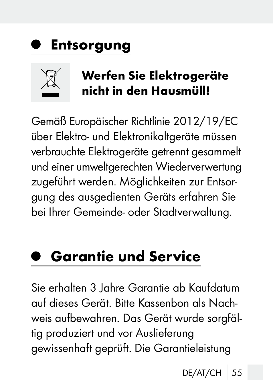 Entsorgung, Garantie und service | Silvercrest MZ 20-1 User Manual | Page 55 / 61