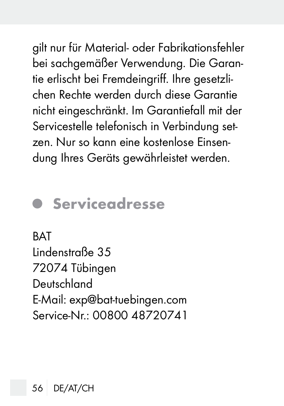 Serviceadresse | Silvercrest MZ 20-1 User Manual | Page 56 / 61