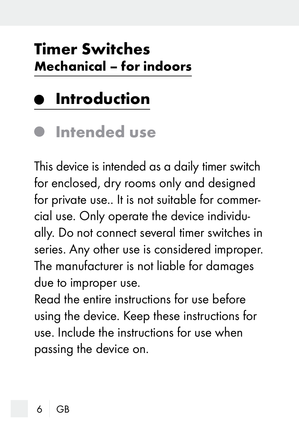 Timer switches, Introduction intended use | Silvercrest MZ 20-1 User Manual | Page 6 / 61